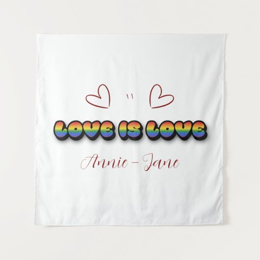Love is Love Rainbow LGBTQ Tapestry Wandkleed (Voorkant)