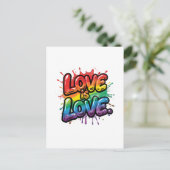 Love Is Love - Rainbow Pride Quote Art Briefkaart (Staand voorkant)