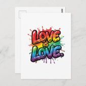 Love Is Love - Rainbow Pride Quote Art Briefkaart (Voorkant / Achterkant)