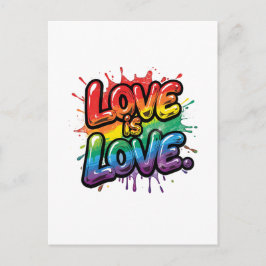 Love Is Love - Rainbow Pride Quote Art Briefkaart