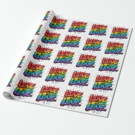 Love Is Love - Rainbow Pride Quote Art  Cadeaupapier