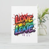 Love Is Love - Rainbow Pride Quote Art  Kaart (Staand voorkant)
