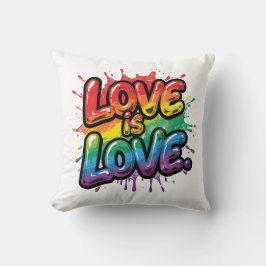 Love Is Love - Rainbow Pride Quote Art  Kussen