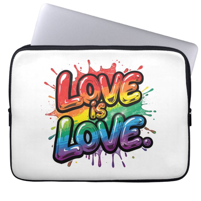 Love Is Love - Rainbow Pride Quote Art  Laptop Sleeve (Voorkant)