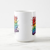 Love Is Love - Rainbow Pride Quote Art  Magische Mok (Midden)