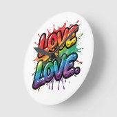 Love Is Love - Rainbow Pride Quote Art Ronde Klok (Hoek)