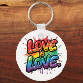 Love Is Love - Rainbow Pride Quote Art  Sleutelhanger (Voorkant)