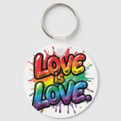 Love Is Love - Rainbow Pride Quote Art  Sleutelhanger (Achterkant)