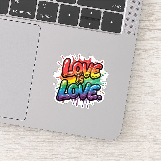Love Is Love - Rainbow Pride Quote Art Sticker (Detail)