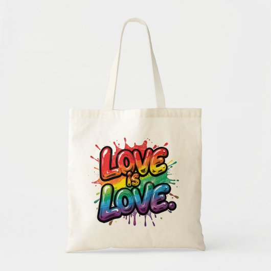 Love Is Love - Rainbow Pride Quote Art  Tote Bag (Voorkant)