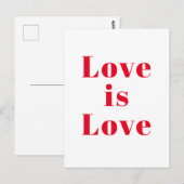 "Love is Love" red white Briefkaart (Voorkant / Achterkant)