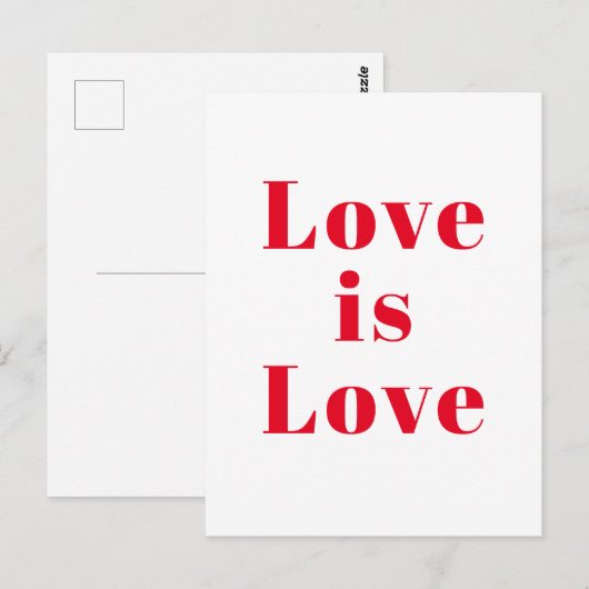 "Love is Love" red white Briefkaart (Voorkant / Achterkant)