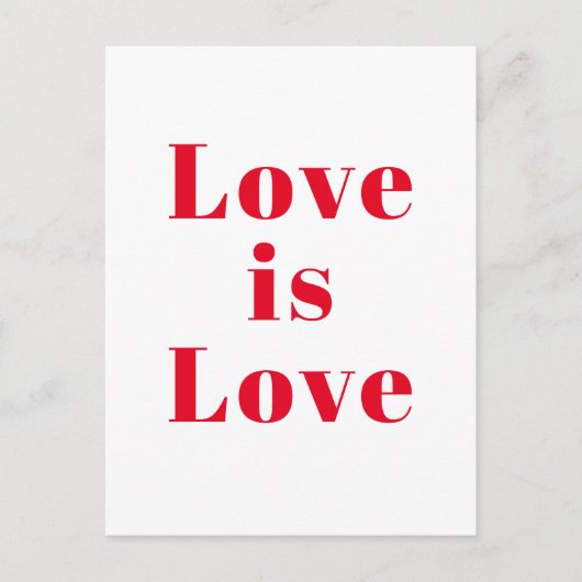 "Love is Love" red white Briefkaart (Voorkant)