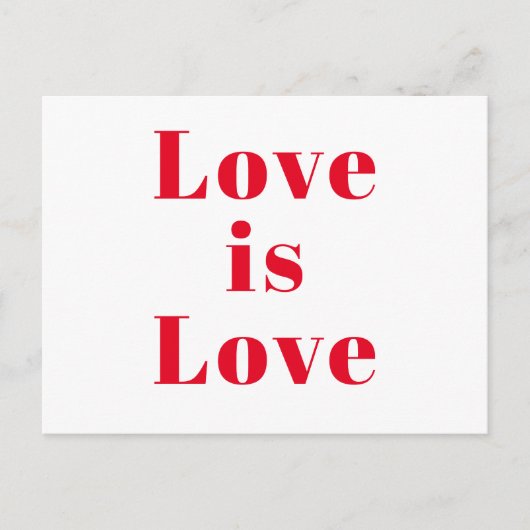 "Love is Love" red white Briefkaart (Voorkant)