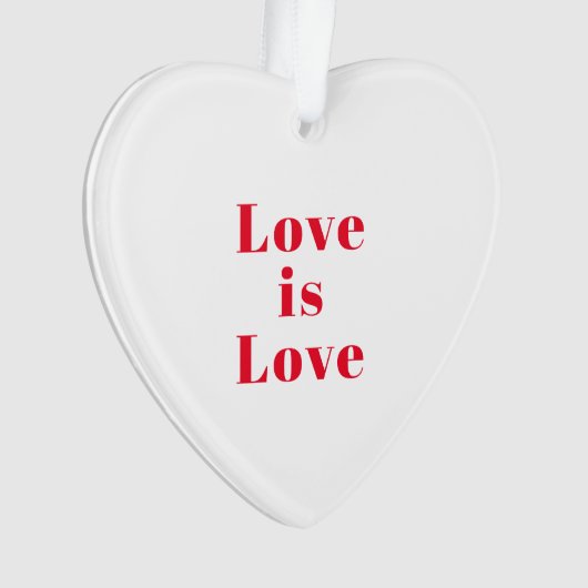 "Love is Love" red white Kerstmis Ornament (voorkant)