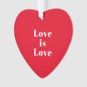 "Love is Love" red white Kerstmis Ornament (voorkant)
