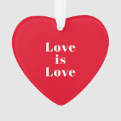 "Love is Love" red white Kerstmis Ornament (voorkant)