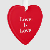 "Love is Love" red white Kerstmis Ornament (voorkant)