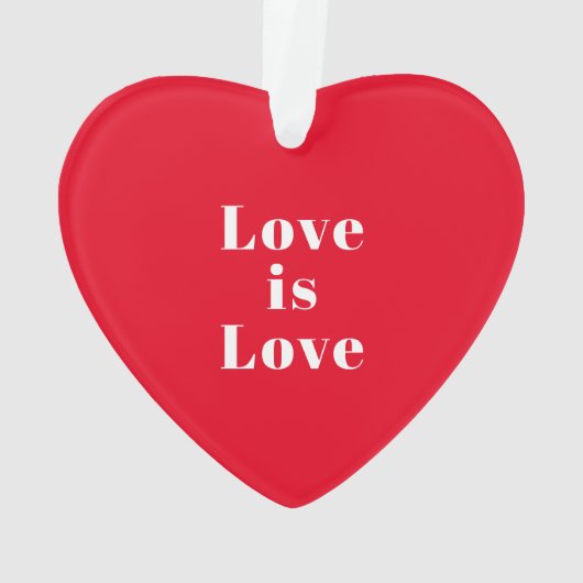 "Love is Love" red white Kerstmis Ornament (achterkant)