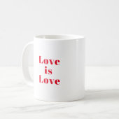 "Love is Love" red white Koffiemok (Voorkant links)