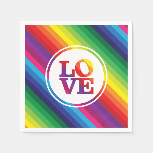 LOVE IS LOVE regenboog kleuren spot typografie vet Servet (Voorkant)