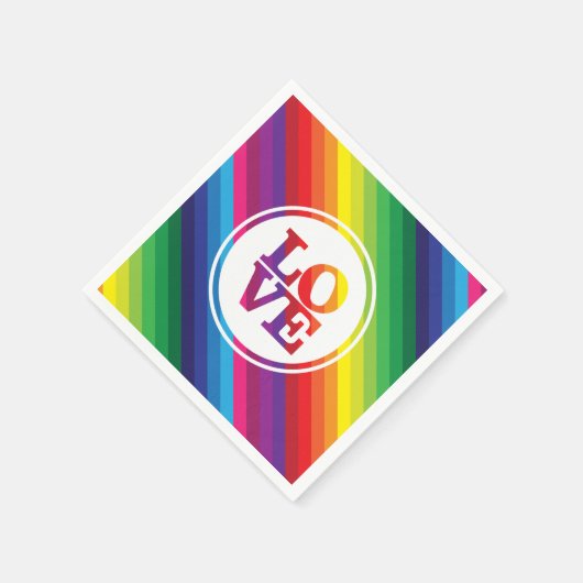 LOVE IS LOVE regenboog kleuren spot typografie vet Servet (Hoek)