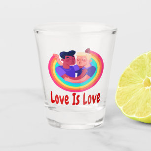 LOVE IS LOVE RODE LETTERS TWEE MANNEN REGENBOOG BG SHOT GLAS