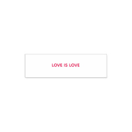 LOVE IS LOVE rubber stamp with red ink Zelfinktende Stempel