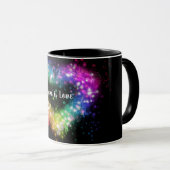 Love is love | spray paint rainbow heart | pride mok (Voorkant rechts)