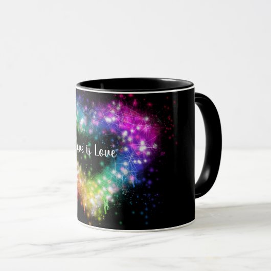 Love is love | spray paint rainbow heart | pride mok (Voorkant rechts)