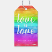 "Love is Love" Waterverf Pride Rainbow Cadeaulabel (Voorkant)