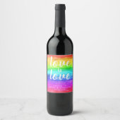 "Love is Love" Waterverf Pride Rainbow Wedding Wijn Etiket (Voorkant)