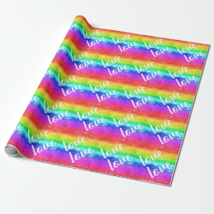 Love is Love  Waterverf Rainbow  PRIDE Cadeaupapier