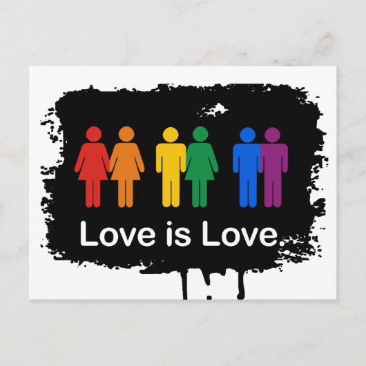 LOVE IS LOVE ZWART BRIEFKAART (Voorkant)