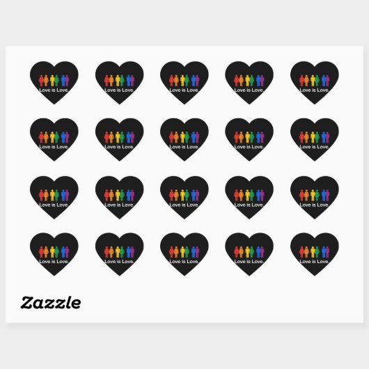 LOVE IS LOVE ZWART HART STICKER (Vel)