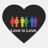 LOVE IS LOVE ZWART HART STICKER (Voorkant)