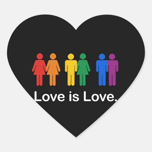 LOVE IS LOVE ZWART HART STICKER (Voorkant)