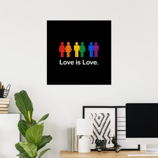 LOVE IS LOVE ZWART POSTER (Thuiskantoor)