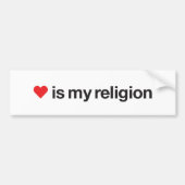 LOVE IS MIJN RELIGIE BUMPERSTICKER (Voorkant)