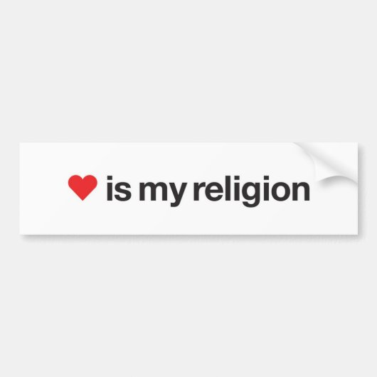 LOVE IS MIJN RELIGIE BUMPERSTICKER (Voorkant)