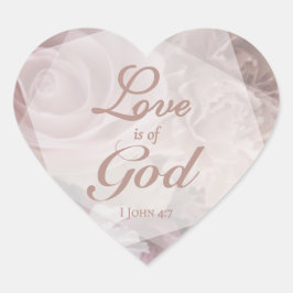 Love is of God Pale Pink Florals Hart Sticker