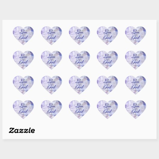 Love is of God Violet Blue Florals Hart Sticker (Vel)