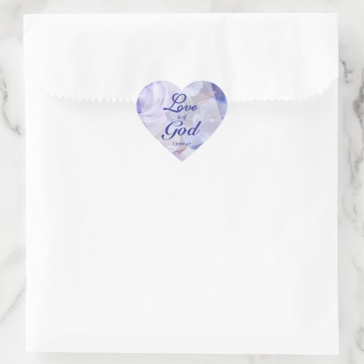 Love is of God Violet Blue Florals Hart Sticker (Tas)