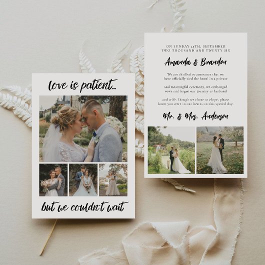 Love is Patient 6 Photo Wedding Elopement Announce Aankondiging