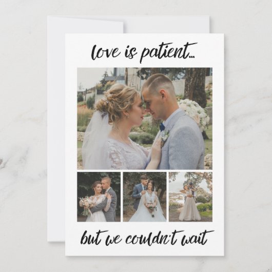 Love is Patient 6 Photo Wedding Elopement Announce Aankondiging (Voorkant)