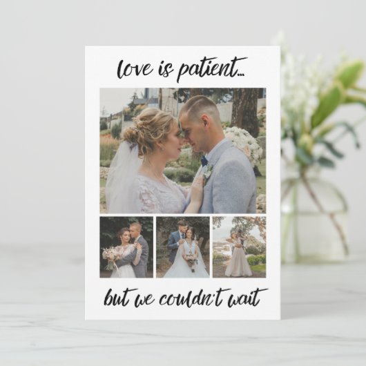 Love is Patient 6 Photo Wedding Elopement Announce Aankondiging (Staand voorkant)