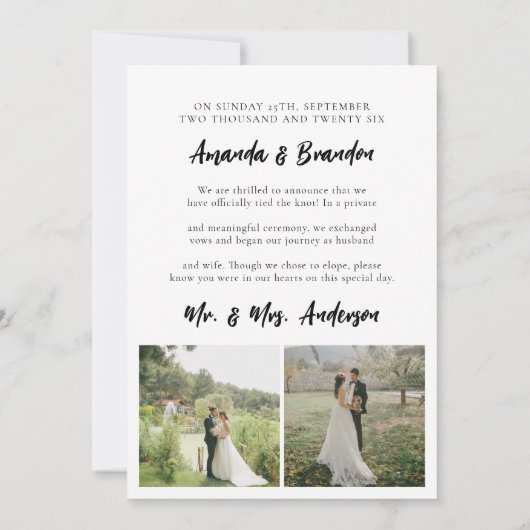 Love is Patient 6 Photo Wedding Elopement Announce Aankondiging (Achterkant)