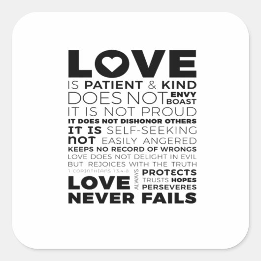 Love Is Patient And Kind Classic Appeal  Vierkante Sticker (Voorkant)