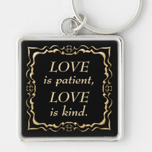 Love is Patient and Kind Gold Christelijk Sleutelhanger