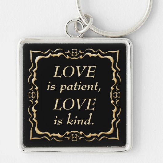Love is Patient and Kind Gold Christelijk Sleutelhanger (Voorkant)